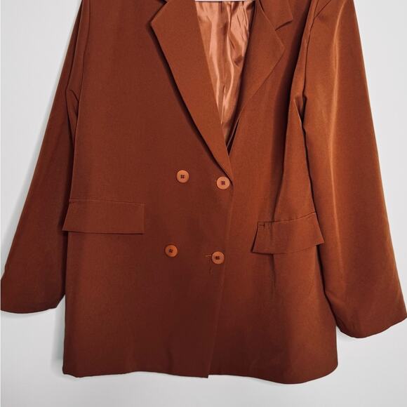 Boohoo Chocolate Brown Heartbreak Plus Oversized Dad Blazer Size 14 - Picture 8 of 11